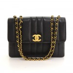 Chanel 10" Black Vertical Quilted Caviar Leather Shoulder Flap Bag