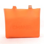 Chanel Orange Rubber Shoulder Handbag CC
