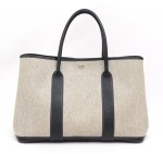Hermes Gray x Black Canvas Leather Garden Party Hand Bag