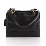 Chanel 11" Black Caviar Leather Medium Shoulder Tote Bag