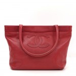 Chanel Red Caviar Leather Tote Hand Bag