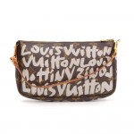 Louis Vuitton Pochette Accessories Gray Graffiti Monogram Canvas Bag - 2001 Limited