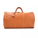 Vintage Louis Vuitton Keepall 55 Brown Cipango Gold Epi Leather Duffle Travel Bag