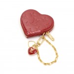 Louis Vuitton Porte Monnaies Cruer Red Pomme D'amour Vernis Leather Heart Shaped Coin Case