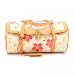 Louis Vuitton Papillon 27 Cherry Blossom White Monogram Canvas Murakami Hand Bag