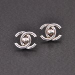 Vintage Chanel Silver Tone CC Logo Earrings