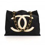 Vintage Chanel Jumbo XL Black Nylon Shoulder Shopping Tote Bag