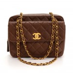 Chanel 10" Dark Brown Quilted Leather Medium Shoulder Bag