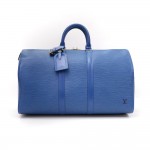 Louis Vuitton Keepall 45 Blue Epi Leather Duffle Travel Bag