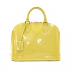 Louis Vuitton Alma Lime Green Vernis Leather Hand Bag