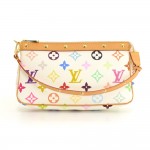 Louis Vuitton Pochette Accessories White Multicolor Canvas Hand Bag