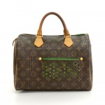 Louis Vuitton Perforated Speedy 30 Monogram Canvas Green Leather City Handbag - 2006 Limited