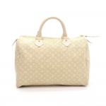 Louis Vuitton Speedy 30 White Dune Mini Lin Monogram Canvas Hand Bag