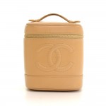 Chanel Beige Caviar Leather Vanity Bag Cosmetic Case