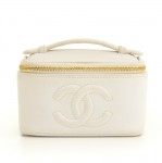Chanel Caviar Leather White Vanity Cosmetic Bag