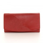 Vintage Louis Vuitton Red Leather Signature Long Clutch Bag