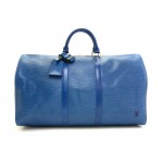 Vintage Louis Vuitton Keepall 50 Blue Epi Leather Duffle Travel Bag