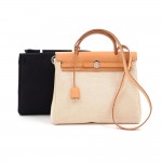 Hermes Herbag PM 2 in 1 Canvas Leather Shoulder Bag