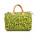 Louis Vuitton Green Graffiti Speedy 30 Monogram Canvas City Hand Bag - Limited