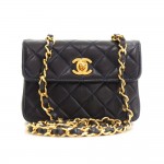 Misc Loss Vintage Chanel Flap Navy Quilted Leather Shoulder Mini Bag