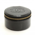 Vintage Chanel Black Patent Leather Jewelry Case
