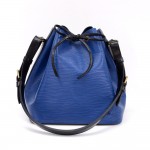 Vintage Louis Vuitton Petit Noe Vio Blue x Black Epi Leather Shoulder Bag