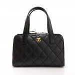 Chanel Black Quilted Wild Stitch Patent Leather Medium Tote Handbag