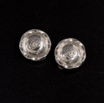 Vintage Chanel Silver Tone Round Earrings CC