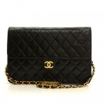 Chanel 10" Classic Black Quilted Leather Shoulder Flap Bag