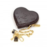 Louis Vuitton Porte Monnaies Cruer Dark Purple Amarante Vernis Leather Heart Shaped Coin Case