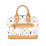 Louis Vuitton Alma White Multicolor Monogram Canvas Hand Bag