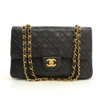 Vintage Chanel 2.55 10inch Double Flap Black Quilted Leather Shoulder Bag
