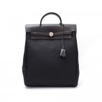Hermes Herbag Ado 2 in 1 Black Canvas Leather Backpack Bag