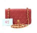 45 Chanel Red Quilted Leather Shoulder Flap Mini Bag