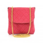 Chanel Rose Pink Quilted Cotton Mini Coin Case on Chain
