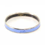 Hermes Blue x Silver Tone Enamel PM Bracelet Bangle