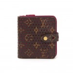 Louis Vuitton Perforated Monogram Canvas Pink Fuchsia Leather Compact Zip Wallet - 2006 Limited Edition