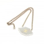 Chanel Silver Tone Mirror Pendant Top Necklace