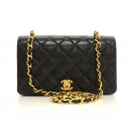 Vintage Chanel Black Quilted Leather Shoulder Flap Mini Bag