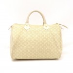 Louis Vuitton Speedy 30 White Dune Mini Monogram Lin Hand Bag