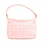 Chanel Pink Jacquard Nylon Travel Line Pochette Hand Bag