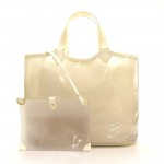 Louis Vuitton Plague Lagoon MM White Vinyl Beach Tote Hand Bag
