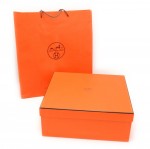 Hermes Orange Large Shopping Bag + Medium Box for Bags