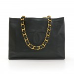 Chanel Jumbo XL Dark Green Leather Shoulder Shopping Tote Bag