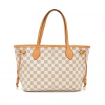 Louis Vuitton Neverfull PM White Damier Azur Canvas Tote Bag
