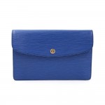 Vintage Louis Vuitton Borneo Montaigne MM Blue Epi Leather Clutch Bag