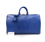 Louis Vuitton Keepall 45 Blue Epi Leather Duffle Travel Bag