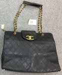 35 Chanel Supermodel Black Leather XL Shoulder Tote Bag