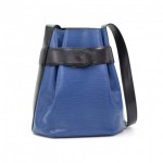Vintage Louis Vuitton Sac Depaule PM Vio Blue Black Epi Leather Shoulder Bag