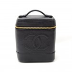 Chanel Vanity Black Caviar Leather Cosmetic Hand Bag